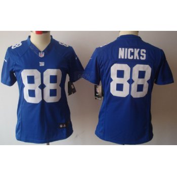 Nike New York Giants #88 Hakeem Nicks Blue Limited Womens Jersey