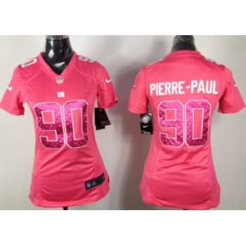 Nike New York Giants #90 Jason Pierre-Paul Pink Sweetheart Diamond Womens Jersey
