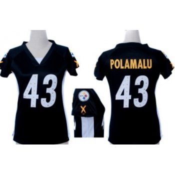 Nike Pittsburgh Steelers #43 Troy Polamalu 2012 Black Womens Draft Him II Top Jersey