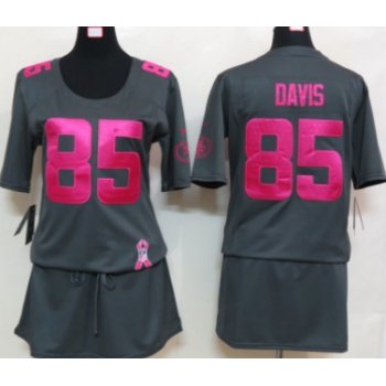 Nike San Francisco 49ers #85 Vernon Davis Breast Cancer Awareness Gray Womens Jersey