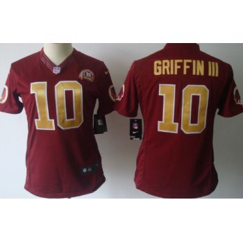 Nike Washington Redskins #10 Robert Griffin III Red With Gold Limited Womens 8OTH Jersey