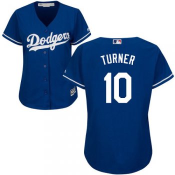 Dodgers #10 Justin Turner Blue Alternate Women's Stitched Baseball Jersey