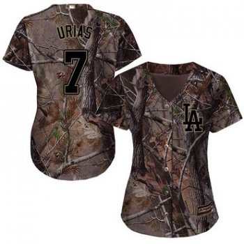 Dodgers #7 Julio Urias Camo Realtree Collection Cool Base Women's Stitched Baseball Jersey
