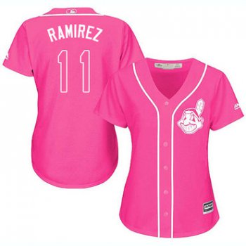 Indians #11 Jose Ramirez Pink Fashion Women's Stitched Baseball Jersey
