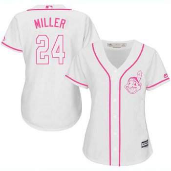 Indians #24 Andrew Miller White Pink Fashion Women's Stitched Baseball Jersey