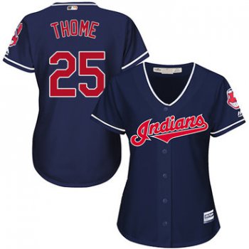 Indians #25 Jim Thome Navy Blue Alternate Women's Stitched Baseball Jersey