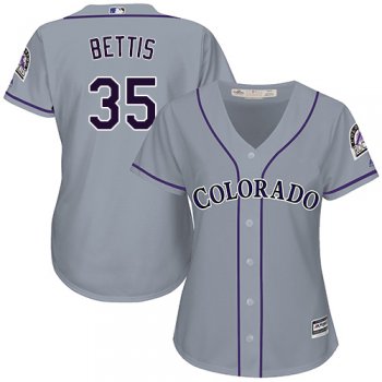 Rockies #35 Chad Bettis Grey Road Women's Stitched Baseball Jersey