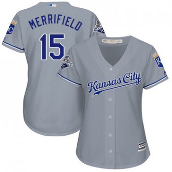 Royals #15 Whit Merrifield Grey Road Women's Stitched Baseball Jersey