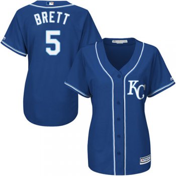 Royals #5 George Brett Royal Blue Alternate Women's Stitched Baseball Jersey