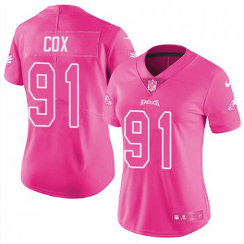 Nike Eagles #91 Fletcher Cox Pink Women's Stitched NFL Limited Rush Fashion Jersey