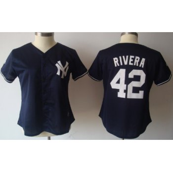 New York Yankees #42 Mariano Rivera Navy Blue Womens Jersey