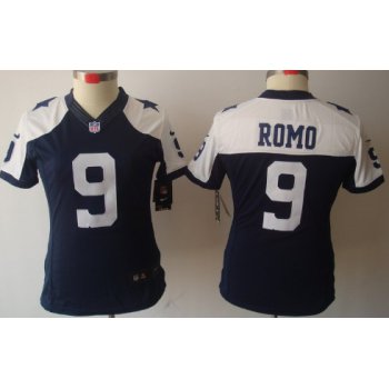 Nike Dallas Cowboys #9 Tony Romo Blue Thanksgiving Limited Womens Jersey