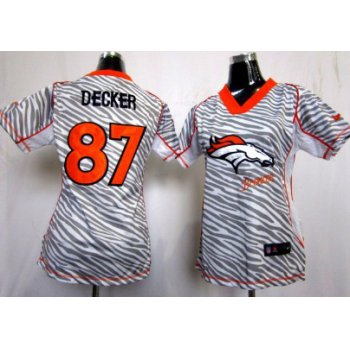 Nike Denver Broncos #87 Eric Decker 2012 Womens Zebra Fashion Jersey