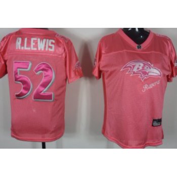 Baltimore Ravens #52 Ray Lewis 2011 Pink Stitched Womens Jersey