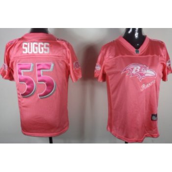 Baltimore Ravens #55 Terrell Suggs 2011 Pink Stitched Womens Jersey