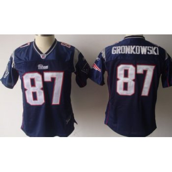 New England Patriots #87 Rob Gronkowski Blue Womens Team Jersey