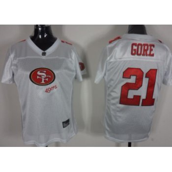 San Francisco 49ers #21 Frank Gore 2011 White Stitched Womens Jersey