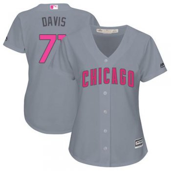 Cubs #71 Wade Davis Grey Mother's Day Cool Base Women's Stitched Baseball Jersey