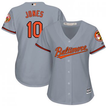 Orioles #10 Adam Jones Grey Road Women's Stitched Baseball Jersey