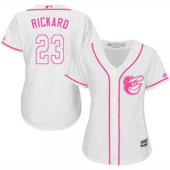 Orioles #23 Joey Rickard White Pink Fashion Women's Stitched Baseball Jersey