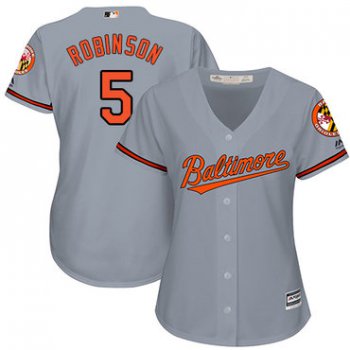 Orioles #5 Brooks Robinson Grey Road Women's Stitched Baseball Jersey