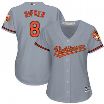 Orioles #8 Cal Ripken Grey Road Women's Stitched Baseball Jersey