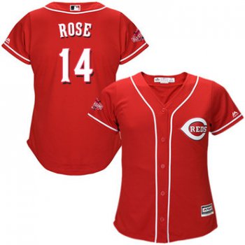 Reds #14 Pete Rose Red Alternate Women's Stitched Baseball Jersey