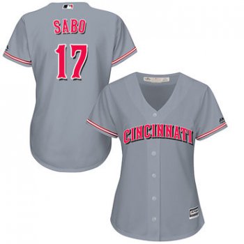 Reds #17 Chris Sabo Grey Road Women's Stitched Baseball Jersey