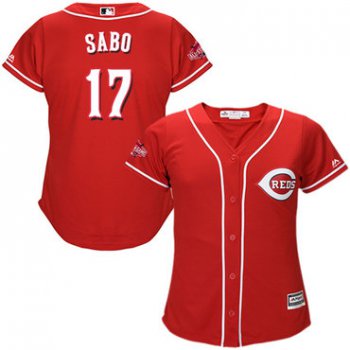 Reds #17 Chris Sabo Red Alternate Women's Stitched Baseball Jersey