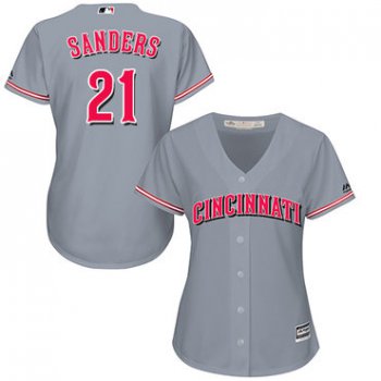 Reds #21 Reggie Sanders Grey Road Women's Stitched Baseball Jersey