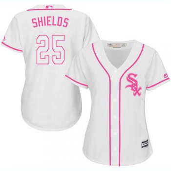 White Sox #25 James Shields White Pink Fashion Women's Stitched Baseball Jersey