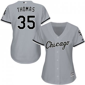 White Sox #35 Frank Thomas Grey Road Women's Stitched Baseball Jersey