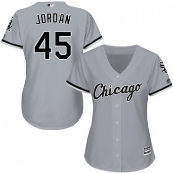 White Sox #45 Michael Jordan Grey Road Women's Stitched Baseball Jersey