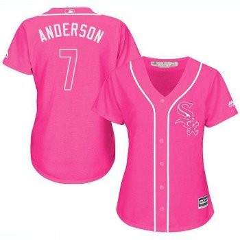 White Sox #7 Tim Anderson Pink Fashion Women's Stitched Baseball Jersey
