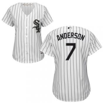 White Sox #7 Tim Anderson White(Black Strip) Home Women's Stitched Baseball Jersey