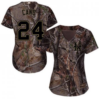 Mets #24 Robinson Cano Camo Realtree Collection Cool Base Women's Stitched Baseball Jersey