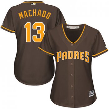 Padres #13 Manny Machado Brown Alternate Women's Stitched Baseball Jersey