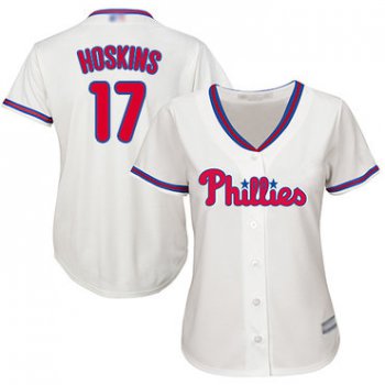 Phillies #17 Rhys Hoskins Cream Alternate Women's Stitched Baseball Jersey