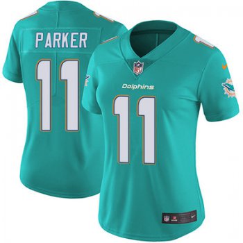 Women's Nike Dolphins #11 DeVante Parker Aqua Green Team Color Stitched NFL Vapor Untouchable Limited Jersey