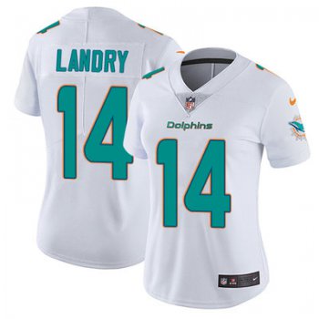 Women's Nike Dolphins #14 Jarvis Landry White Stitched NFL Vapor Untouchable Limited Jersey