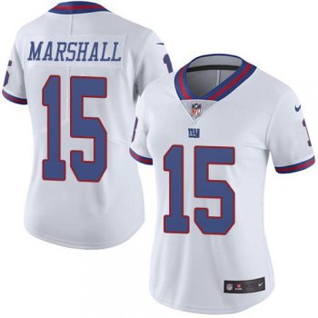Women's Nike Giants #15 Brandon Marshall White Stitched NFL Limited Rush Jersey