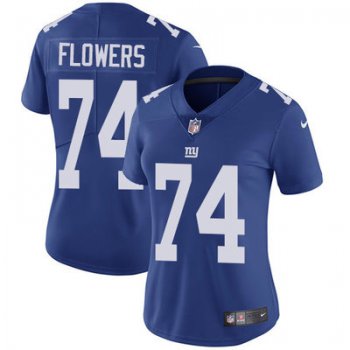 Women's Nike Giants #74 Ereck Flowers Royal Blue Team Color Stitched NFL Vapor Untouchable Limited Jersey