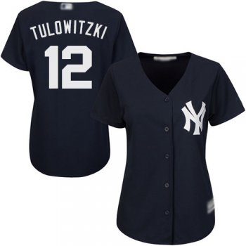 Yankees #12 Troy Tulowitzki Navy Blue Alternate Women's Stitched Baseball Jersey
