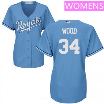 Women's Kansas City Royals #34 Travis Wood Light Blue Alternate Stitched MLB Majestic Cool Base Jersey