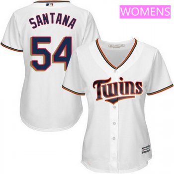 Women's Minnesota Twins #54 Ervin Santana White Home Stitched MLB Majestic Cool Base Jersey