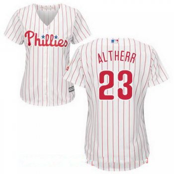 Women's Philadelphia Phillies #23 Aaron Altherr White Home Stitched MLB Majestic Cool Base Jersey