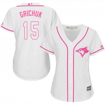 Blue Jays #15 Randal Grichuk White Pink Fashion Women's Stitched Baseball Jersey