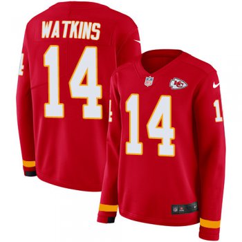 Nike Chiefs #14 Sammy Watkins Red Team Color Women's Stitched Long Sleeve Jersey