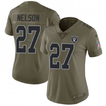 Nike Raiders #27 Reggie Nelson Olive Women's Stitched NFL Limited 2017 Salute to Service Jersey