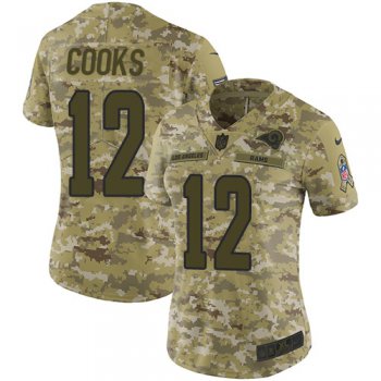 Nike Rams #12 Brandin Cooks Camo Women's Stitched NFL Limited 2018 Salute to Service Jersey